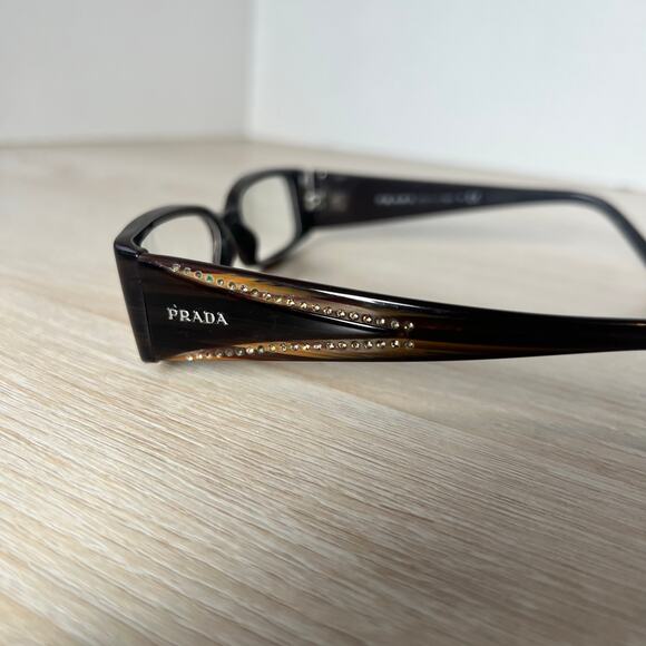 Prada VPR25I 7N6-1O1 Eyeglasses Brown Rhinestones Frames 50-15-135 READ - Picture 8 of 11
